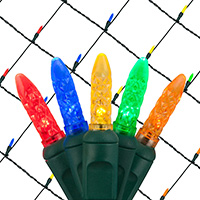 One Piece Construction M5 LED Net Lights, Green Wire