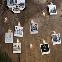 LED  Photo Clips String Lights, Warm White LED, Clear Wire