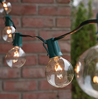 Clear G50 Globe Patio String Lights, Green Wire