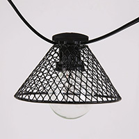 Clear G50 Globe Patio String Lights, Metal Meshed Shade, Black Wire