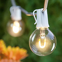 LED Filament Clear G50 Globe Patio String Lights, White Wire