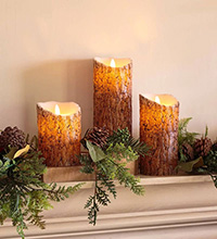 Woodland LED Real Wax Pillar Candles