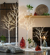 LED Firefly Wire Lights White Birch Tree, Warm White LED