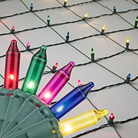 UL/CSA Listed Multi Color Mini Net Lights, White Wire