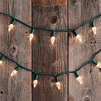 UL/CSA Listed Faceted C6 LED String Lights, Green Wire