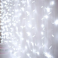 Indoor Multifunction LED Curtain Lights, Cool White LED, PVC Clear Wire