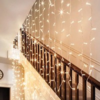 Indoor Multifunction LED Curtain Lights, Warm White LED, PVC Clear Wire