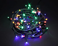 AC Indoor Multifunction LED String Lights, Multi LED,Green  Wire