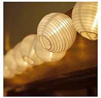 LED Nylon Lantern String Lights, Warm White LED, Clear Wire