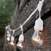Clear A19 Suspended Patio String Lights, White Wire