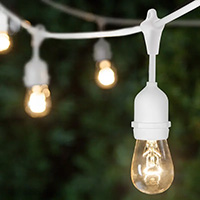 Clear S14 Suspended Patio String Lights,White Wire