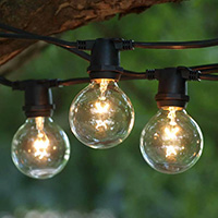 Clear G50 Patio String Lights,Black Wire