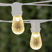 Faceted LED S14 Patio String Lights, Black Wire