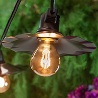 A19 Filament LED Patio Lights Copper Shades, Black Wire