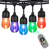 Smart Remote Control RGB Color Changing S14 LED Patio Lights, Black Wire