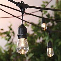 LED S14 Suspended Patio String Lights, Black Wire