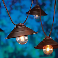 Clear G50 Globe Patio String Lights, Metal Shade, Brown Wire