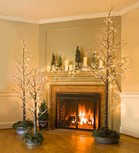 LED Brown Snowy Tree, Warm White LED
