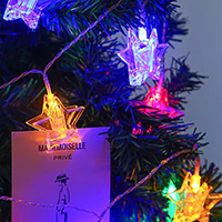 LED Photo Star-Shaped Clips String Lights, Multi LED, Clear Wire