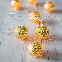 LED Metal Ball String Lights, Warm White LED, Clear Wire