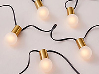 Opaque G50 Patio String Lights, Metal Golden Shade, Black Wire