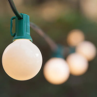 Opaque G40 Globe Patio String Lights, Green Wire