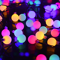 Multifunction LED Opaque berry String Lights, Multi LED, Green Wire